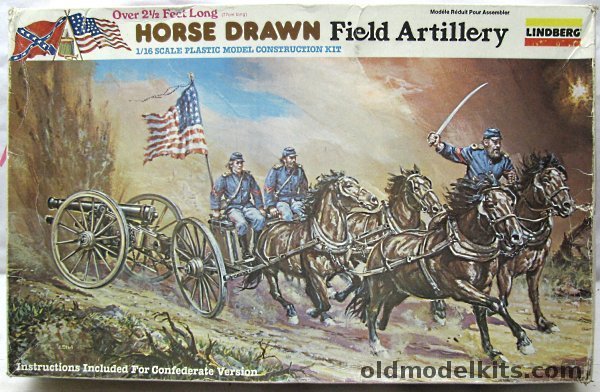 Lindberg 1/16 Confederate Horse Drawn Field Artillery - USA Civil War, 352 plastic model kit